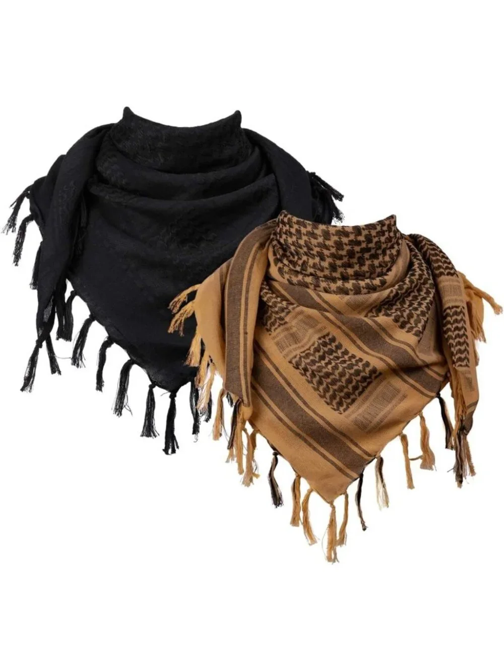 Tactical Desert Shemagh Scarf - Military Keffiyeh Head & Neck Wrap with Tassels